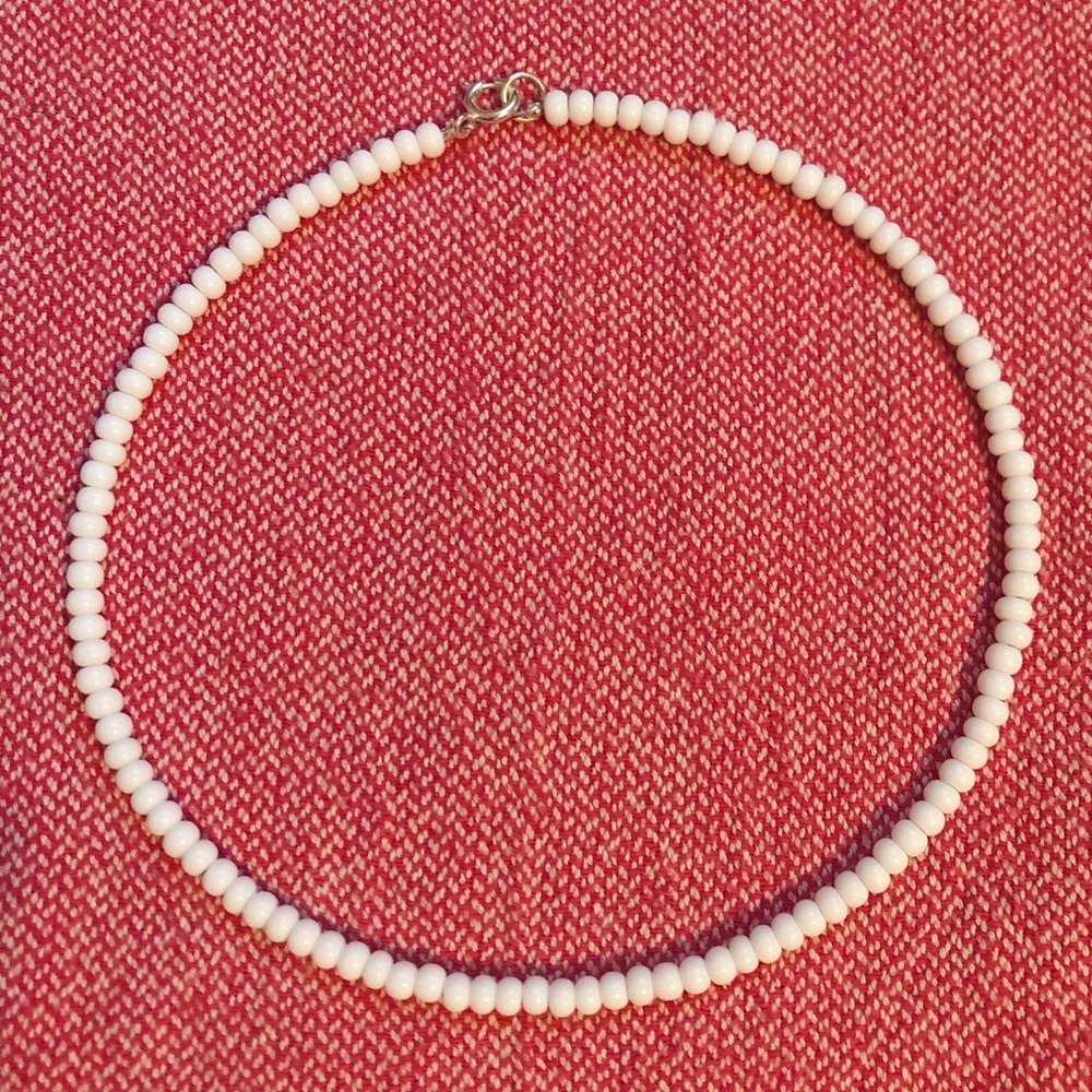 plain white beaded choker, VSCO